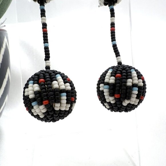 Madewell Black Beaded Southwest Ball Dangling Earrings - Picture 3 of 8